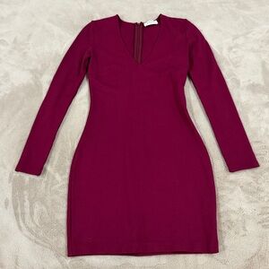 Aritiza Babaton V Neck Long Sleeve Body Con Zip Up Dress Size 0
